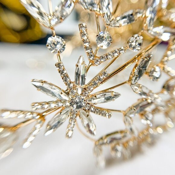 Crystal Bridal Headband, Crystal Bridal Hairpiece, Wedding Headband, Gold Crown main image 9